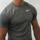 This Nike miler 1.0 T-shirt in grey is an athletic fit.