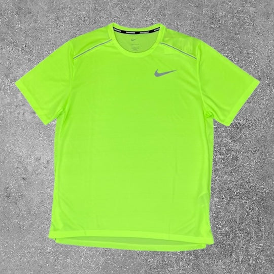 This nike miler 1.0 T-shirt in a ghost green colourway is a bright activewear T-shirt.