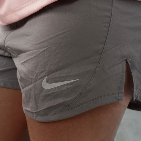 The nike tempo shorts in grey are perfect for running.