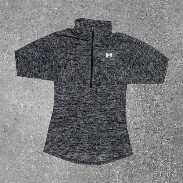 ua tech half zip in stone grey offers a perfect fit for running 